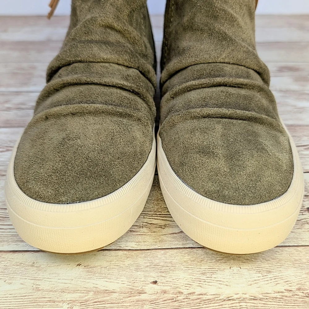 Sperry Suede Leather Ankle Booties Olive Army Green Zipper Women's 7